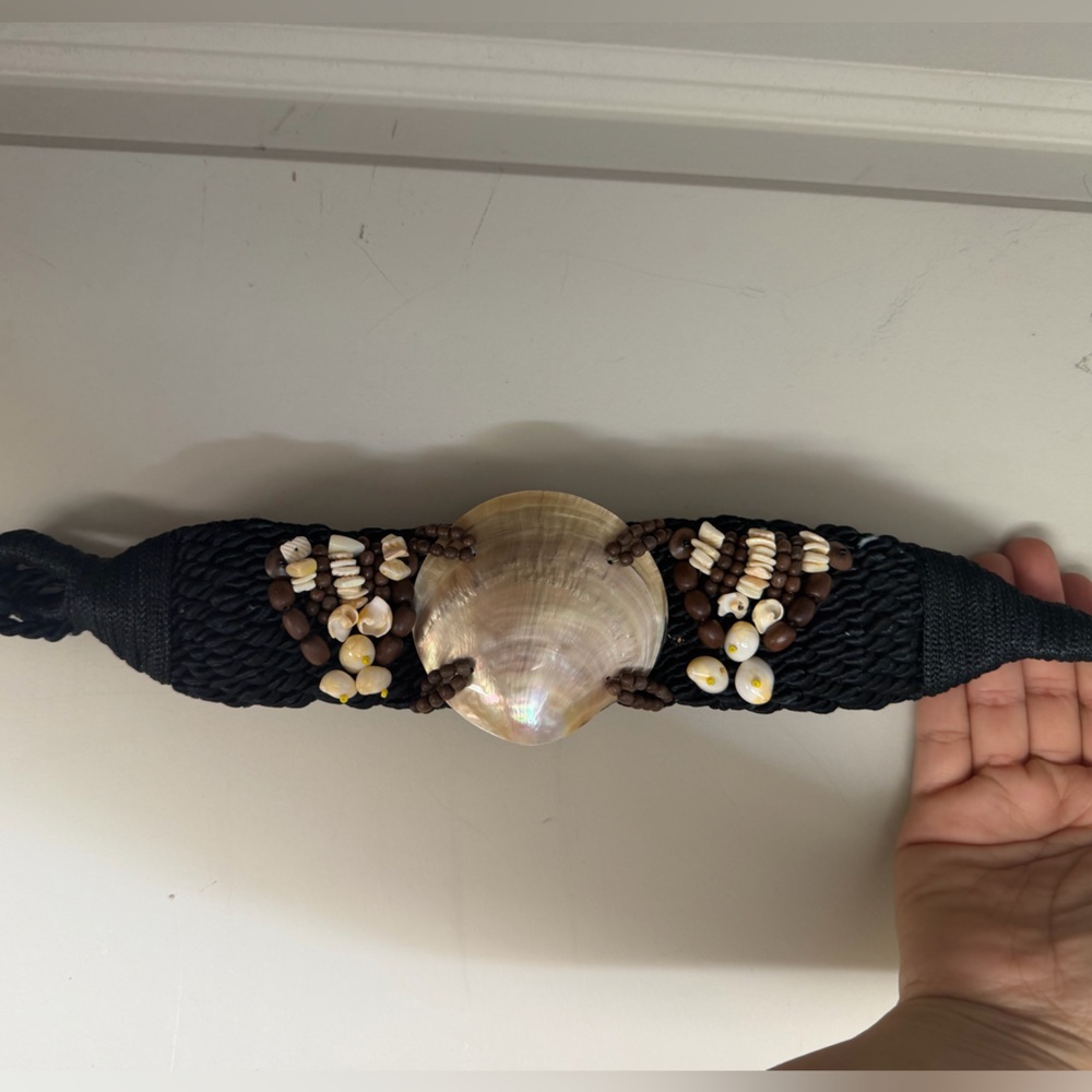 Black and Brown Beaded Shell Belt witchycore seacore boho - Picture 2 of 5